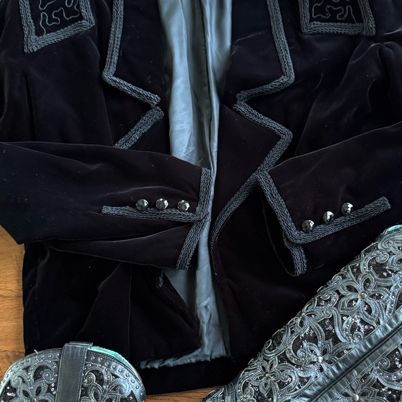Vintage Adam‎ Douglass Black Velvet Western Blazer - Picture 8 of 13